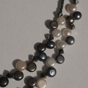 Lia Sophia Black and Cream Pearl Necklace